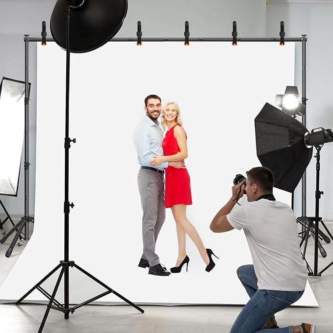 Backdrop Stand 10x7.5 FT for Photography Studio, 3-in-1 T-Shape Photo Backdrop Stand Kit for Birthday Party, Background Stand for Photo Video Studio with Carring Bag, Banner Stand with 2 Sandbags