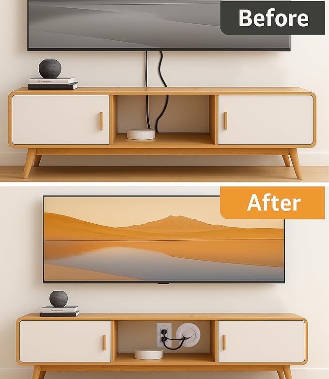 ZhiYo in-Wall Cable Management Kit for TV, Black TV Cord Hider Kit, Behind Wall Cable Management for Mounted TVs, Cord Concealer Kits with 4 Wire Pass Throughs and 1 Hole Saw Drill Attachmen