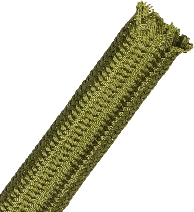 YOUBO Polyamide Braided Sleeving, 33ft Expandable Wire Loom Abrasion Resistant Split Cable Sleeve for Automotive Harness, Computer Case & Cable Management (Army Green, 25mm（1"）)
