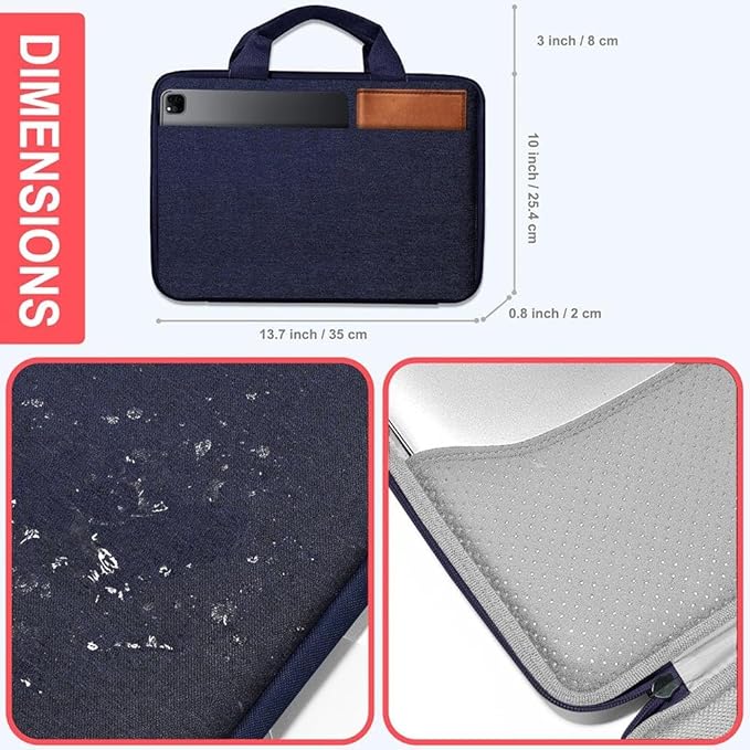 Hseok Laptop Case 13.3-14 inch Briefcase Handbag, Water-Resistant and Shockproof Computer Sleeve Compatible with MacBook Pro 14", Mac Air/Pro 13.3" and 13"-14" Notebooks Chromebooks,Blue