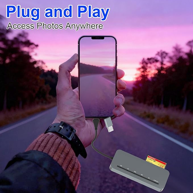 6 in 1 Memory Stick Pro Duo Card Reader, Memory Stick Pro Duo Adapter USB C for SD/TF/CF/MS/XD/Cfast Cards, SD Card Reader for iPhone, Tablet, Laptop, Windows, Android, Camera, Trail Camera