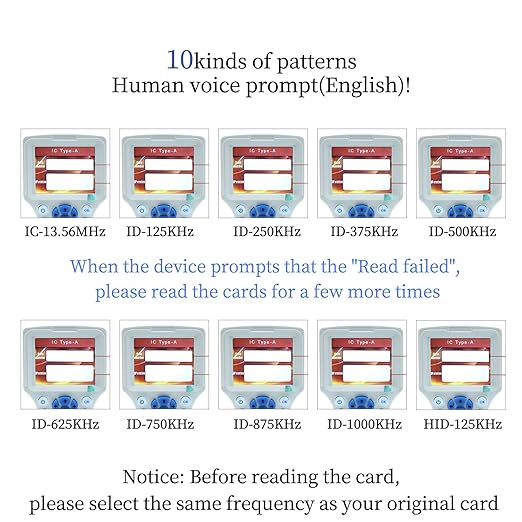 RFID Copier RFID Reader Writer Multi-Frequency RFID Card Reader Smart Card Decoder with Free Software and USB for Access Control Home Security