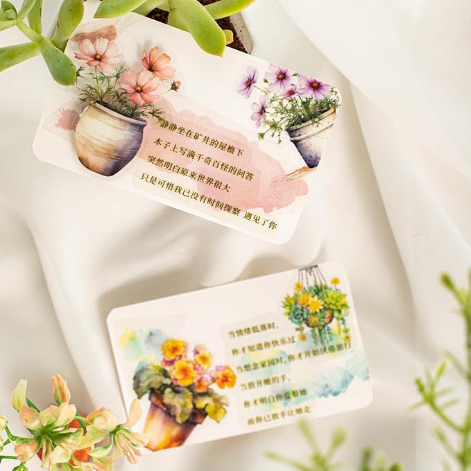 MiyouLuna 150Pcs Potted Plant Stickers, Botanical PET Stickers for Scrapbooking, DIY Crafts, Journaling, and Junk Journal Ephemera with Organizer