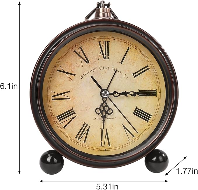 Blusaryme Loud Alarm for Deep Sleepers Desk Vintage Alarm Clock 5.25 inch Small Battery Operated Retro Clock Bedroom Live Room Decor Gift Clock