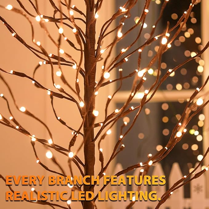 Star Light Trees, 5ft Lighted Branches with Warm White Fairy Lights, Indoor Outdoor Christmas & Wedding Decor (Brown Branch Star Trees)