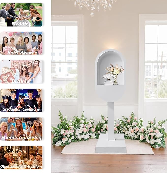 Audio Guest Book Phone Booth Stand, Romantic Audio Guestbook Telephone Booth for Wedding Birthdays Party Graduation Baby Shower Retirement Special Occasions Decoration