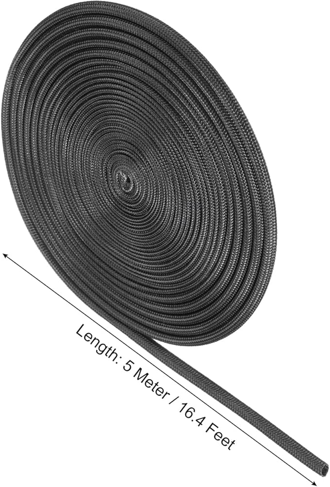 uxcell Insulation Cable Protector,3mm/0.12 Inch-5m/16 Feet High Temp Fiberglass Sleeve Black