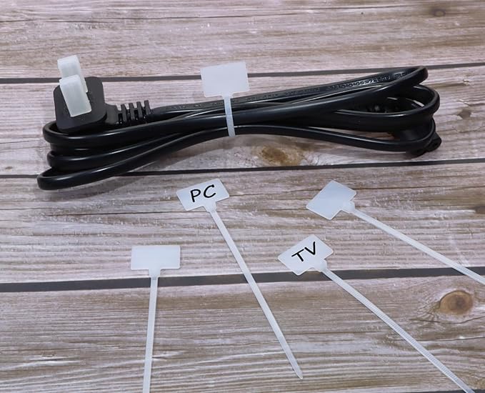 Mini Skater Nylon Cable Zip Ties Tags 4" Tiny Self-Locking Write-On Identify Cord Tabs Cable Label Marker Ties for Office Home Identification and Organization, 50 Pack (White)