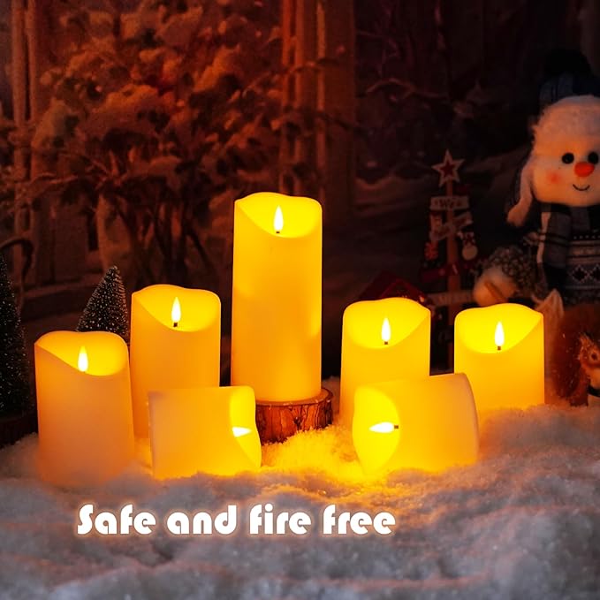 Flameless Candles with Remote, Battery Operated Flickering Flameless Candles, LED Candles with Timer 2/4/6/8H, with Realistic LED Candles Set of 9 (D3 x H 3" 4" 5" 6" 7") (White)