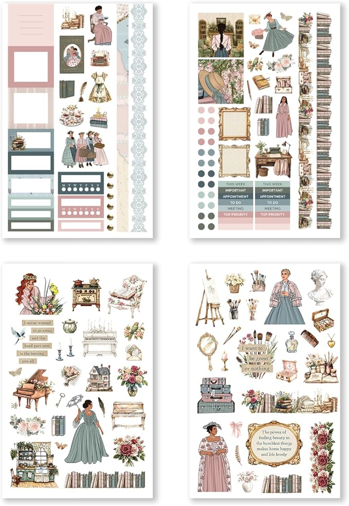 Hobonichi Compatible A5 Planner Sticker Book – Academia Collection Bookish Decorative & Functional Stickers for Cousin & Weeks Size Planners, Reading Journals & Creative Planning