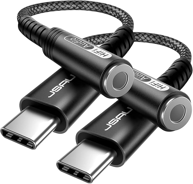 JSAUX 2-Pack USB Type C to 3.5mm Female Headphone Jack Adapter, USB C to Aux Audio Dongle Cable Cord Compatible with iPhone 17 Pro Max/16 Pro/15 Plus/15, Samsung Galaxy S23/S22, iPad Pro, Pixel -Black