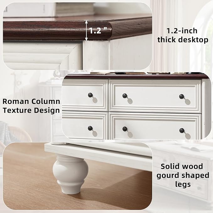 Dressers & Night Stand Set of 3, Wood 54" Wide Dresser & 18" Charging Station Chest of Drawers, Roman Column 2 Drawer Nightstand Set of 2, Bedroom Furniture Dresser Suites for Home Living Room Hallway