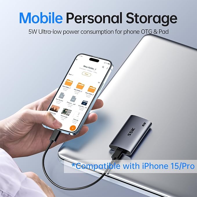 SSK External SSD 4TB, up to 2000MB/s External Solid State Drives, USB 3.2 Gen2X2 NVMe Portable SSD External Hard Drive, Ultra Low Power for iPhone 15/Pro MacBook/Pro/OTG Phone/Laptops