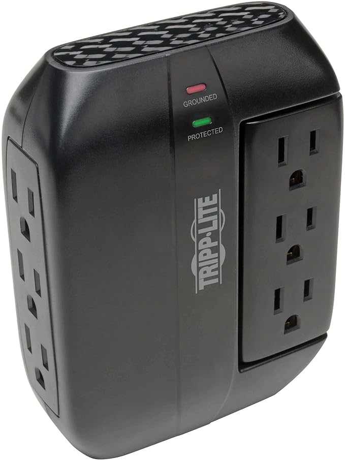 Tripp Lite SWIVEL6 6 Outlet Surge Protector Power Strip | 3 Rotatable Outlets | Black | Lifetime Limited Warranty & Dollar 20,000 Insurance