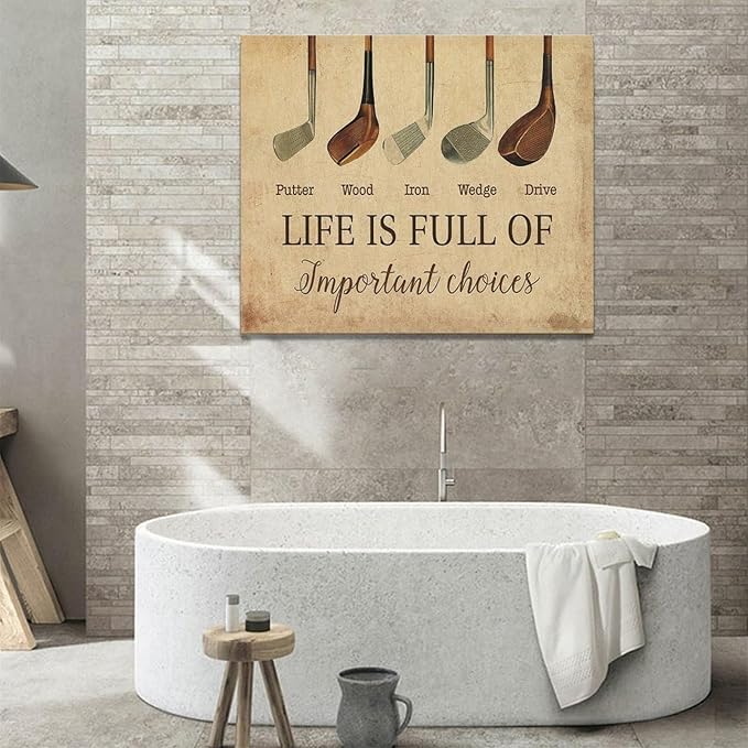 Golf Wall Art Golf Pictures Wall Decor Golfing Canvas Poster Prints Rustic Decorations Painting Framed Artwork Office Home Decor For Bathroom Bedroom Dining Living Room 24"x20"