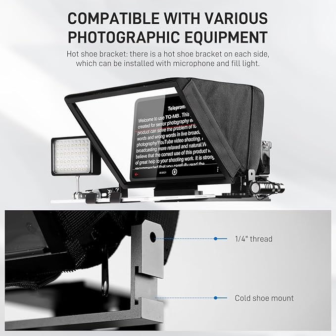 GVM 12" Teleprompter kit with Remote Control & App, Collapsible Teleprompter for iPad Tablet Phone DSLR Camera, Prompter with Carry Case, HD Refective Display, for Video Recording/Vlogger