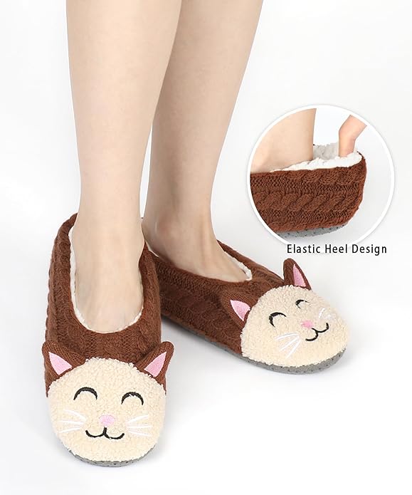 DICUIRD Womens Cute Animal Soft Sole Slipper Socks with Grippers-Fuzzy House Slippers