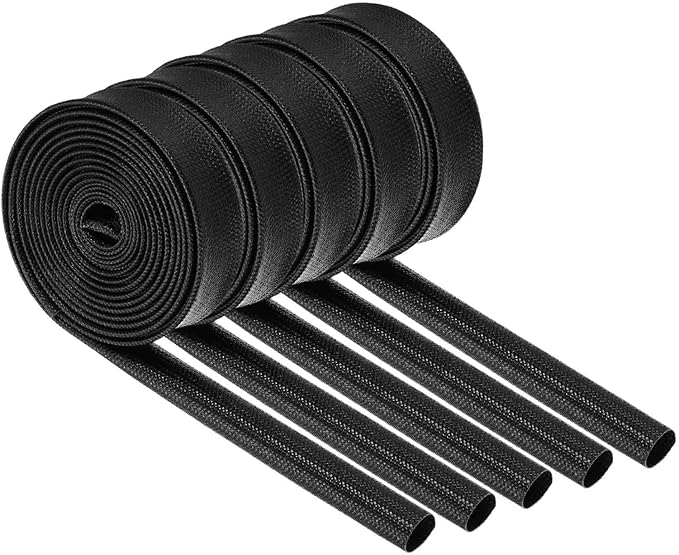 MECCANIXITY 5Pcs Wire Insulation Braid Fire Sleeve,9.8Ft-10mm ID Black, High Temp Silicone Coated Fiberglass Sleeving for Automotive Hose Lines Electrical Wiring