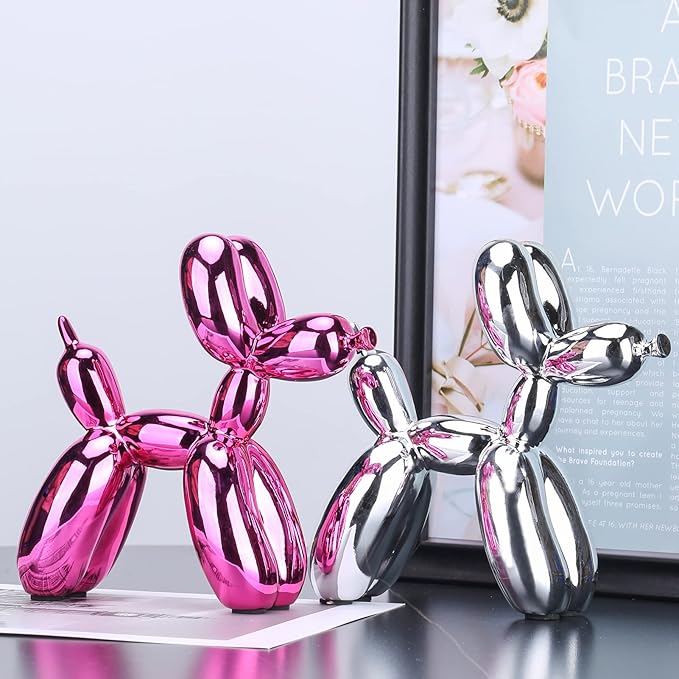Red Balloon Dog Decor, Animal Shelf Decor, Preppy Room Cute Statue, Bedroom Modern Sculpture Desk, Office Gold Decorations Small Figurines