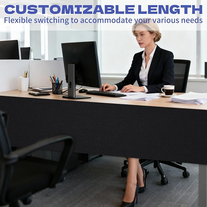 Under Desk Privacy Panel 47"x15.7" Self-Adhesive Privacy Panel Office Desk Modesty Screen for Home Office and Standing Workstations, Black(1-Pack)