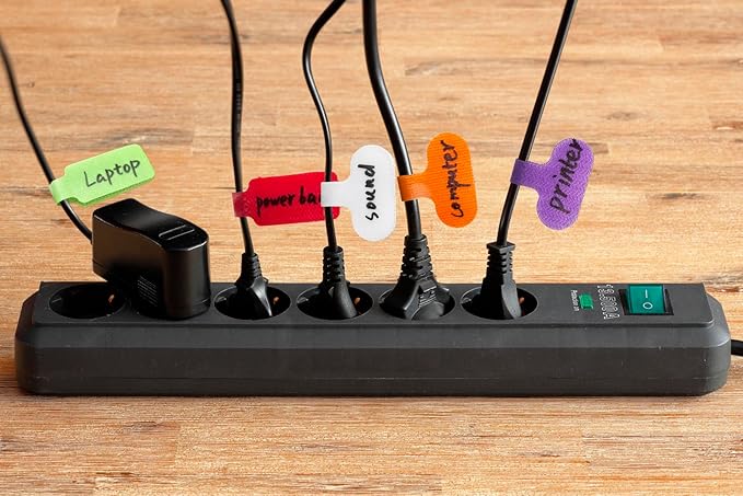 30 Pcs Multi-Color Cable Labels, Write On Cord Label Wire Labels, Electronic Cable Identification Tags for Electronics, Computers Cable Management and Identification, Assorted Colors