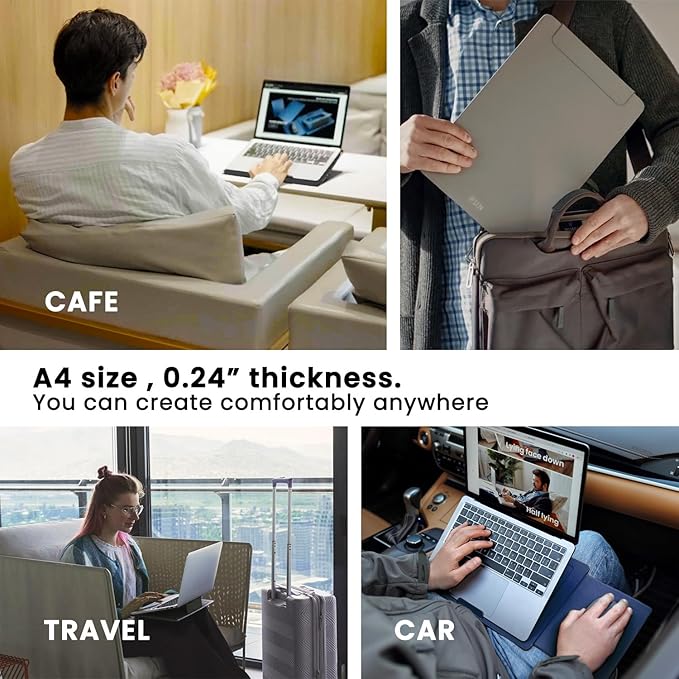 PUNCUBE Portable Lap Desk -Ultra Slim&Compact Laptop Desk in Sleek Design with Retractable Mouse Pad, Adjustable Stand, Expandable Surface, and Heat Protection for Laptops and Tablets (Midnight Blue)