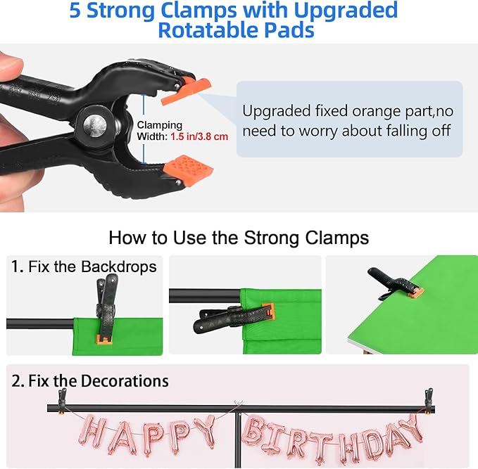HEMMOTOP Green Screen Backdrop Kit, 8x6.8ft Wider Green Screen with Stand, Portable Chromakey Greenscreen Background with Stand, Spring Clamps, Carrying Case for Zoom, Streaming, Video