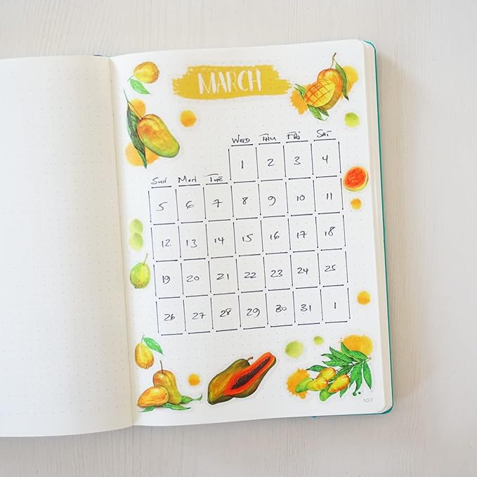 Monthly Calendar Planner Stickers - 12 Transparent Sticker Sheets with Beautiful Fruit Illustrations, Undated Calendar Stickers, Supplies for Planners or Bullet Journals