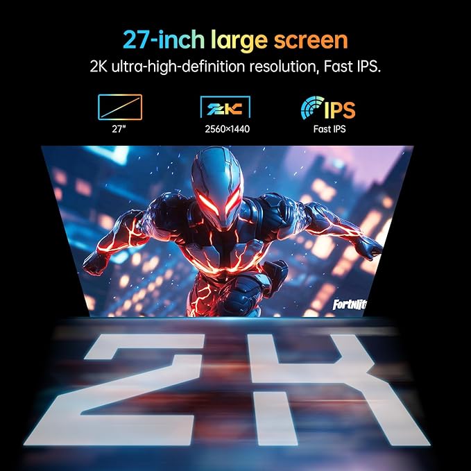 KTC Monitor 27-inch White Gaming Monitor WQHD (2560x1440) Fast IPS, 300Hz (Supports 320Hz via Overclocking) 1ms 144% sRGB High Brightness 450cd/㎡, Low Blue Light, Flicker-Free, 2 x HDMI, 1 x DP H27E6