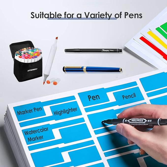 8 Sheet 240 Pcs Cable Labels for Management, Colorful Waterproof Cord Tags for Electronics, Self Adhesive Tear Resistant Wire Labels for Laser Printer and Handwriting