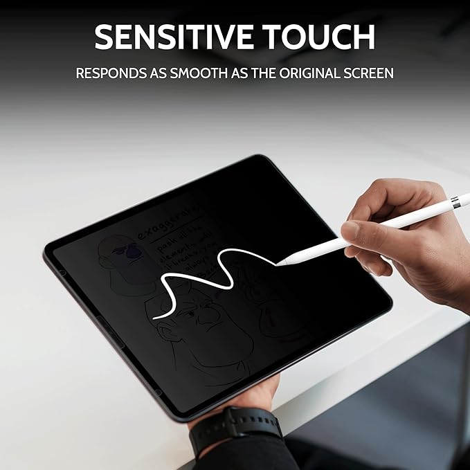 Peslv 360° Privacy Screen for iPad Air 5th/4th Gen & iPad Pro 11 (2018-2022), Anti Glare Blue Light Spy Filter Private Cover, High Sensitive Bubble-Free Easy Install Black Security Protector