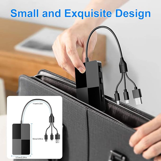 Memory Stick Pro Duo Adapter Reader - 8 in 1 XD/MS/TF/CF/SD Card Reader for iPhone/PC/Android/Lightning Device, Multi Memory Card Reader with 3 USB 2.0 Ports, USB C OTG Adapter XD Picture Card