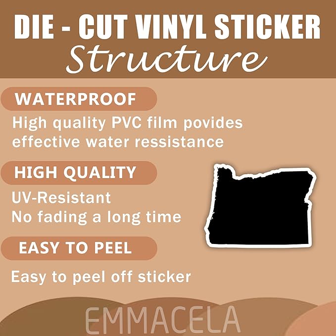 (3PCS) Oregon State Map Stickers, US State Stickers - Waterproof Vinyl Decals for Tumblers, Water Bottles, Laptops, Books, Scrapbooks, Great for Oregon Lovers 3 x 2.2 Inch