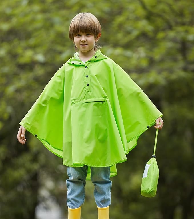 SaphiRose Lightweight Kids Rain Poncho Jacket Waterproof Outwear Rain Coat
