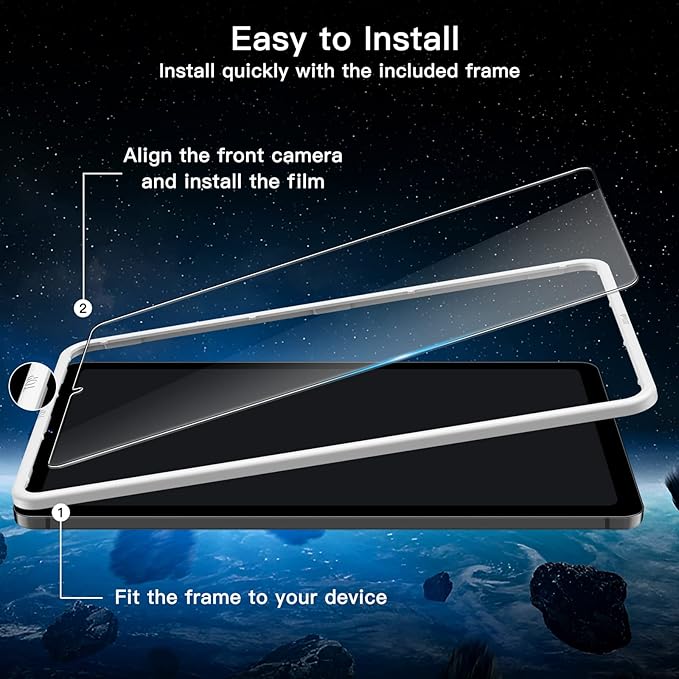 JETech Screen Protector for Samsung Galaxy Tab S6 Lite (10.4 Inch, 2024/2022/2020 Model) with Easy Installation Frame, 9H Tempered Glass Film, HD Clear, 2-Pack