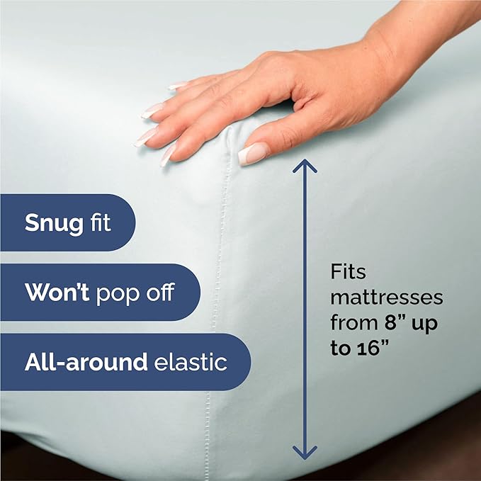 Split King Size 5 Piece Sheet Set - Comfy Breathable & Cooling Bed Sheets Set - Hotel Luxury Bedding for Women, Men, Kids, Teens, Boys & Girls - Deep Pockets, Soft, Wrinkle Free - Oeko-Tex - Ice Blue