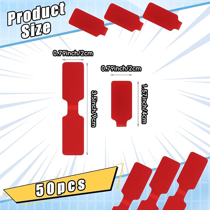 50 Pieces Cord Labels Self-Adhesive Nylon Cable Labels Tags Waterproof Wire Cable Tags or Electronics Office Computers Management and Identification (Red)