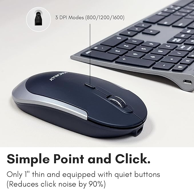 Macally Premium Bluetooth Keyboard and Mouse for Mac | Compatible Wireless Apple Keyboard and Mouse Combo (110 Keys Multi-Device Rechargeable) for MacBook Pro/Air and iMac - Space Gray