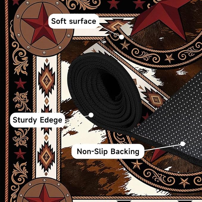 Vintage Star Rugs Non Slip Rustic Farmhouse Floor Mat Washable Carpet for Entryway Bedroom Living Room Nursery Playroom Classroom Home Decor,3'x5'