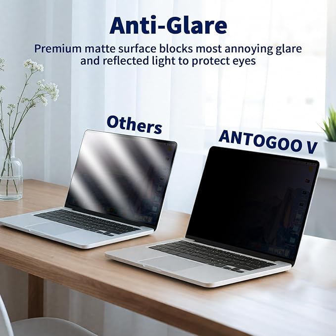 Magnetic Laptop Privacy Screen 14 Inch 16:9, Removable Matte Anti Glare Blue Light Filter - Computer Privacy Shield for 14in Laptop Protector