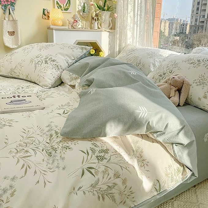 Vintage Floral Duvet Cover Set King Size 3 Pieces Botanical Flower Pattern Duvet Cover Soft 100% Cotton Floral Comforter Cover with Zipper Ties Farmhouse Bedding Set Breathable Comforter Cover King