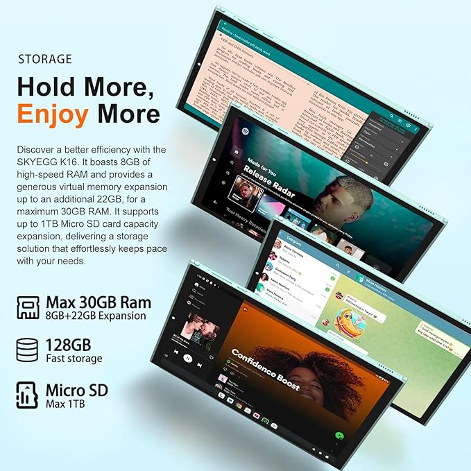SKYEGG 2025 Android 15 Tablet 10.1 Inch Tablets, 30GB RAM 128GB ROM 1TB Expand, 8000mAh Battery, BT5.0, 2.4/5G Wi-Fi 6, Metal Body with Keyboard & Mouse, Gemini AI, Widevine L1 HD IPS Display - Green