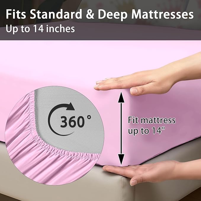 Comforter Set King Size, Cute Kids Crown 7 Pcs Bedding for Kids and Adults, Pink Princess Girls Bed Sheet Sets with Fitted Sheet 2 Pillowcase & 2 Sham for Bedroom Bed Decor