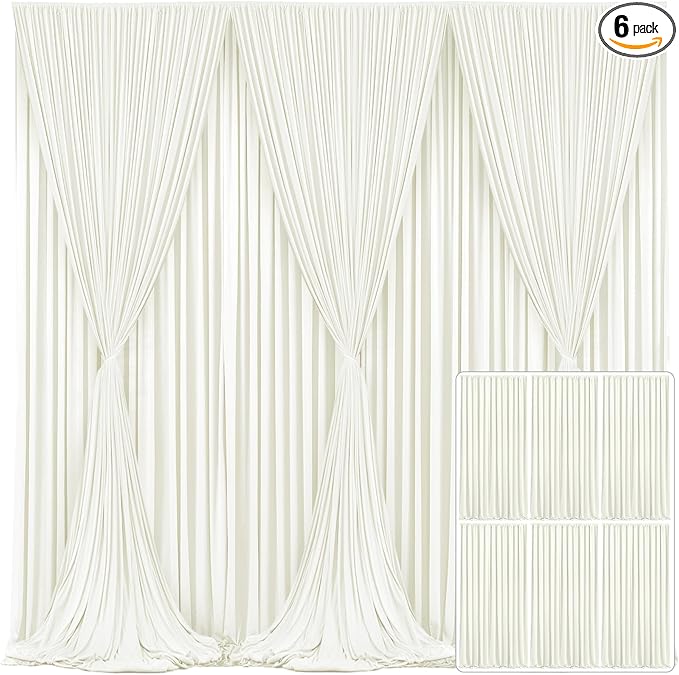 6 Panels Ivory Backdrop Curtain for Wedding Parties Wrinkle Free Ivory Photo Curtains Backdrop Drapes Fabric Decoration for Baby Shower Photoshoot 30ft(W) x 10ft(H)
