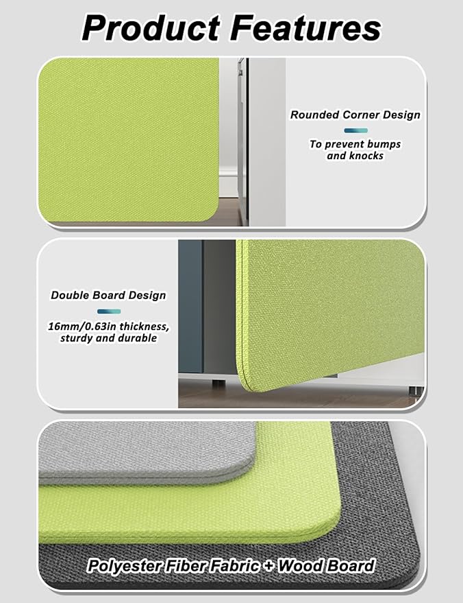 Under Desk Privacy Panel Divider No Drilling, Soundproof Modesty Panel for Office Desks Standing Workstation, Desk Privacy Divider Skirt Partition for Hidden Cables(Black,60x60cm/23.6x23.6in)