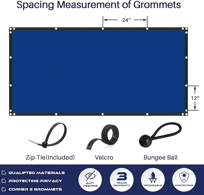 Windscreen4less Privacy Fence Screen 6'x40' Heavy Duty Windscreen Fencing Mesh Fabric Shade Net Cover with Brass Grommets for Outdoor Wall Garden Yard Pool Deck, Blue