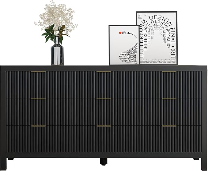 NRITOBY Dresser for Bedroom with 9 Drawers, Wide Bedroom Dresser with Drawer Organizers with Spacious Storage for Dining Room, Entryway, Black