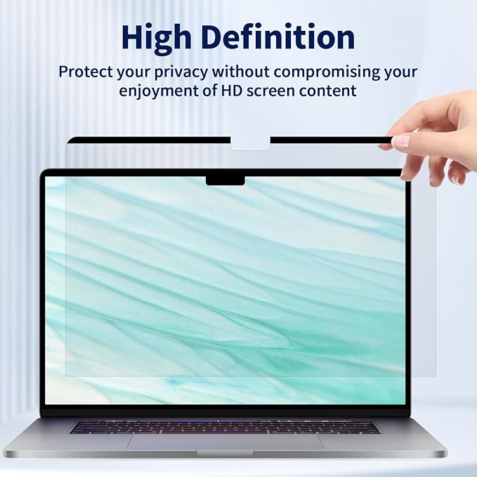 Magnetic Laptop Privacy Screen 14 Inch 16:9, Removable Matte Anti Glare Blue Light Filter - Computer Privacy Shield for 14in Laptop Protector