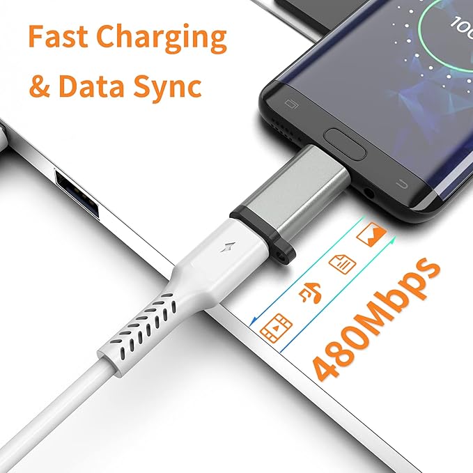 USB-C to Micro USB Adapter, 3-Pack USB Type C Female to Micro USB Male Converter USB C to Micro B 2.0 Charge & Data Sync Compatible with Samsung Galaxy S7 S6 J7 Note 5 Kindle Ps4 and More -Grey