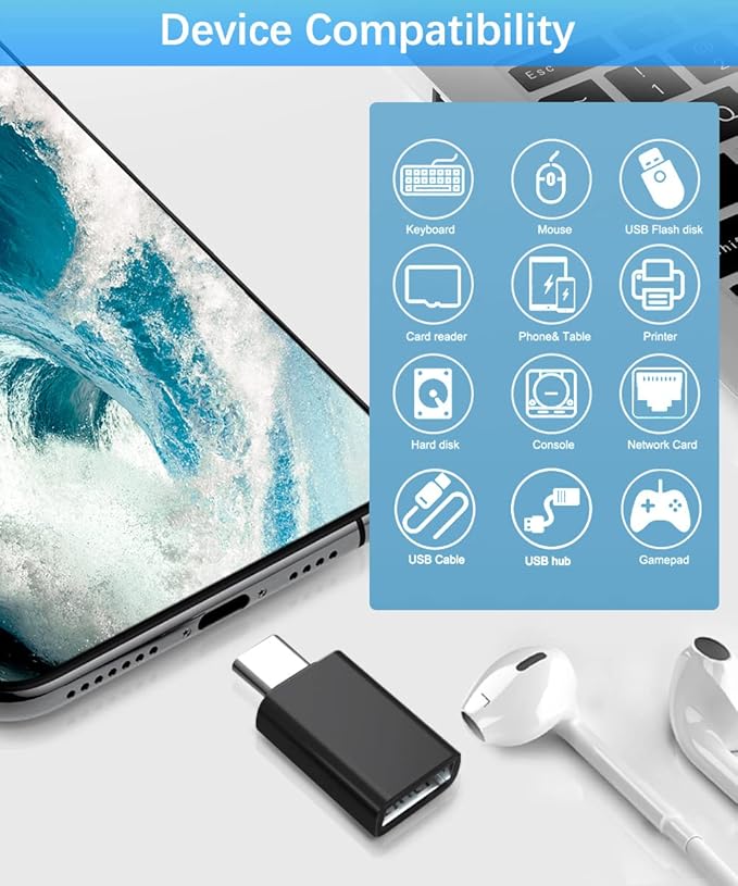 Elebase 4Pack USB to USB C Adapter with Type C Male to 3.0 Female Adaptor,Thunderbolt 4 to USBA OTG Converter Block Plug for iPhone 17 16 15 14 Pro Max Air,Mouse,Samsung S25,iPad,iWatch 11,Car,AirPods